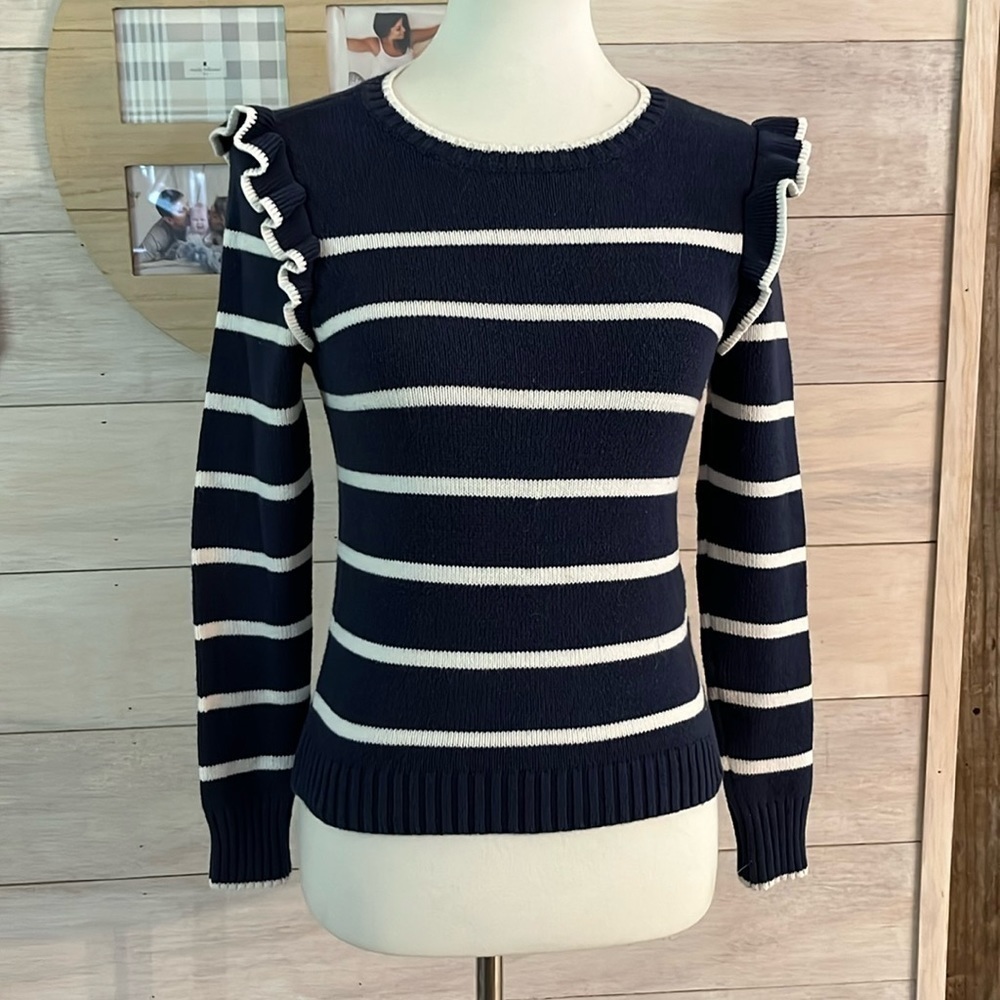 CUPCAKES And Cashmere Blue Striped Sweater S